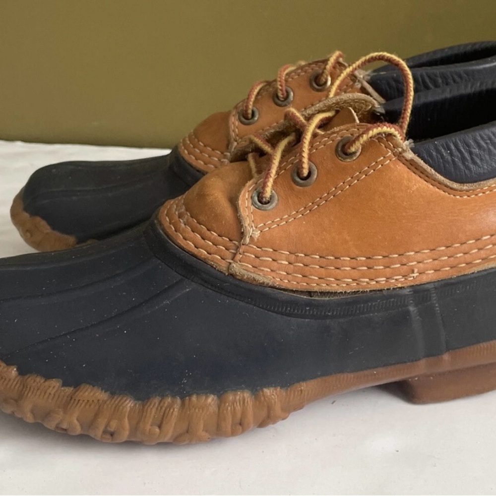 LL Bean Vintage Leather Low Top Rubber Duck Hunting Boots Women Size 7